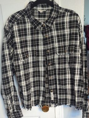Lucky Brand Black & White Plaid Button-Down Shirt
